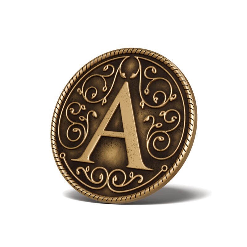 Personalised Medallion — Letter A — Antique Gold finish