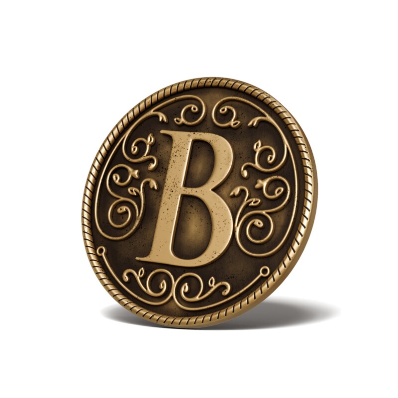 Personalised Medallion — Letter B — Antique Gold finish