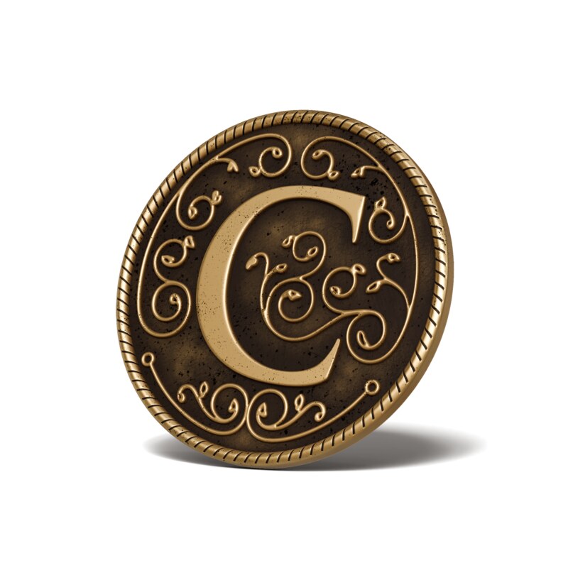 Personalised Medallion — Letter C — Antique Gold finish