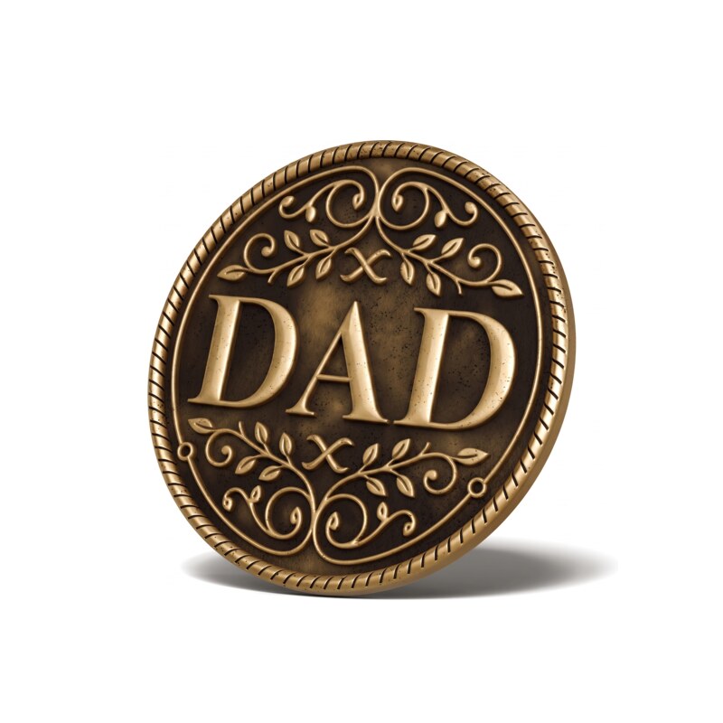 Personalised Medallion — Letter DAD — Antique Gold finish