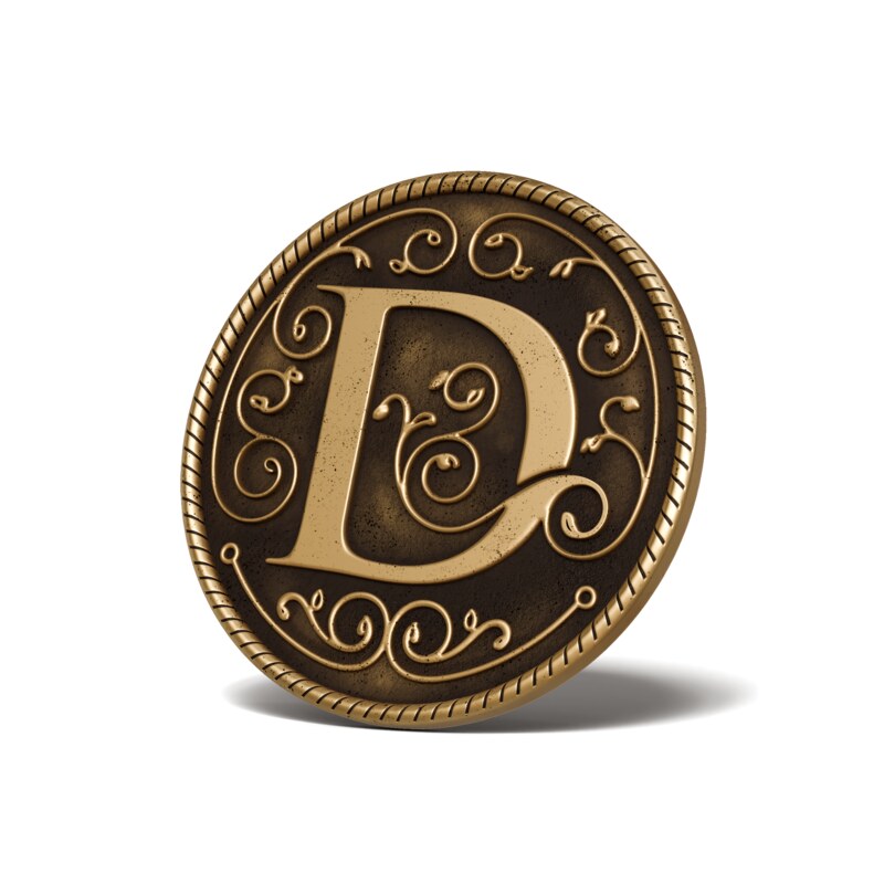 Personalised Medallion — Letter D — Antique Gold finish