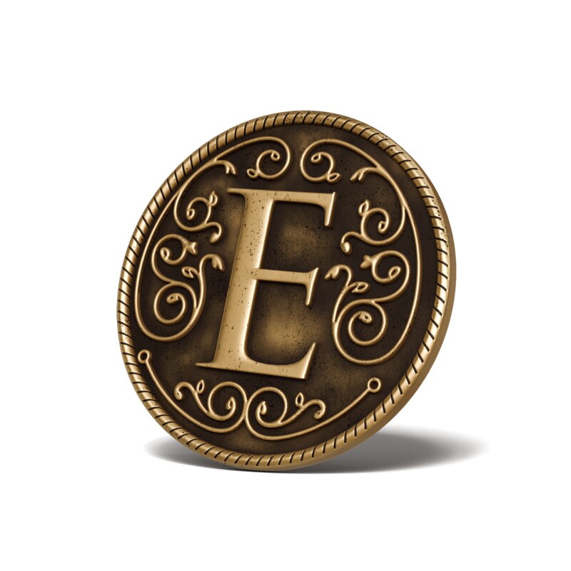 Personalised Medallion — Letter E — Antique Gold finish