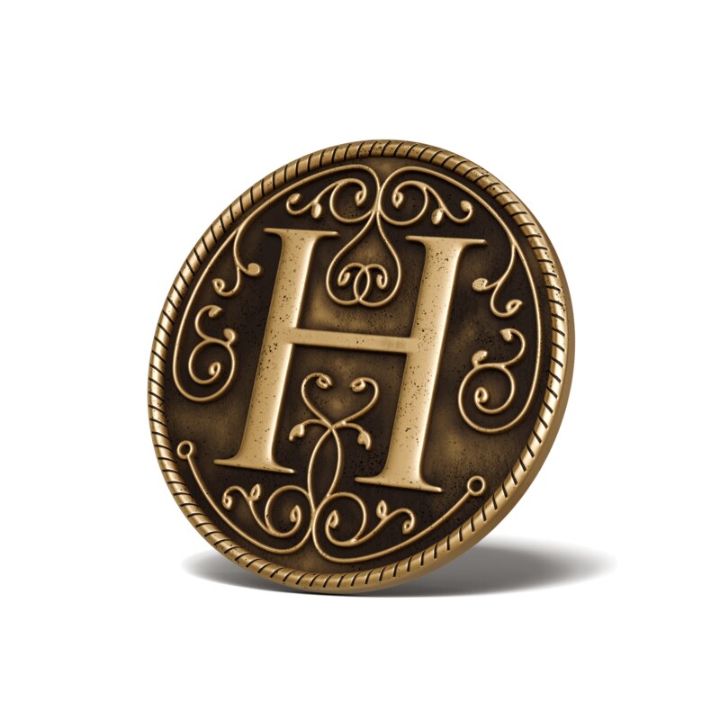 Personalised Medallion — Letter H — Antique Gold finish