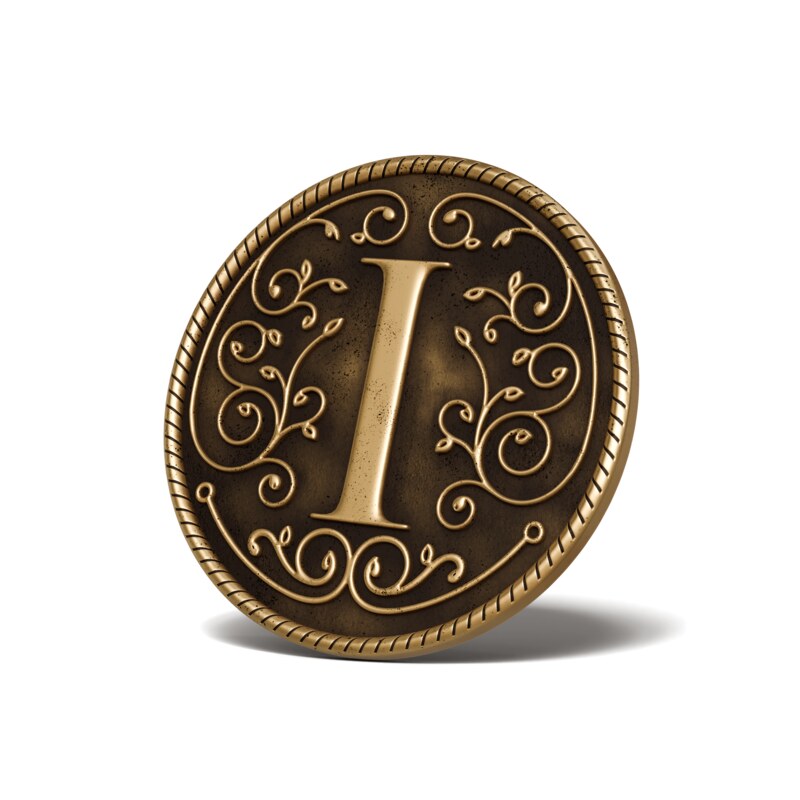 Personalised Medallion — Letter I — Antique Gold finish
