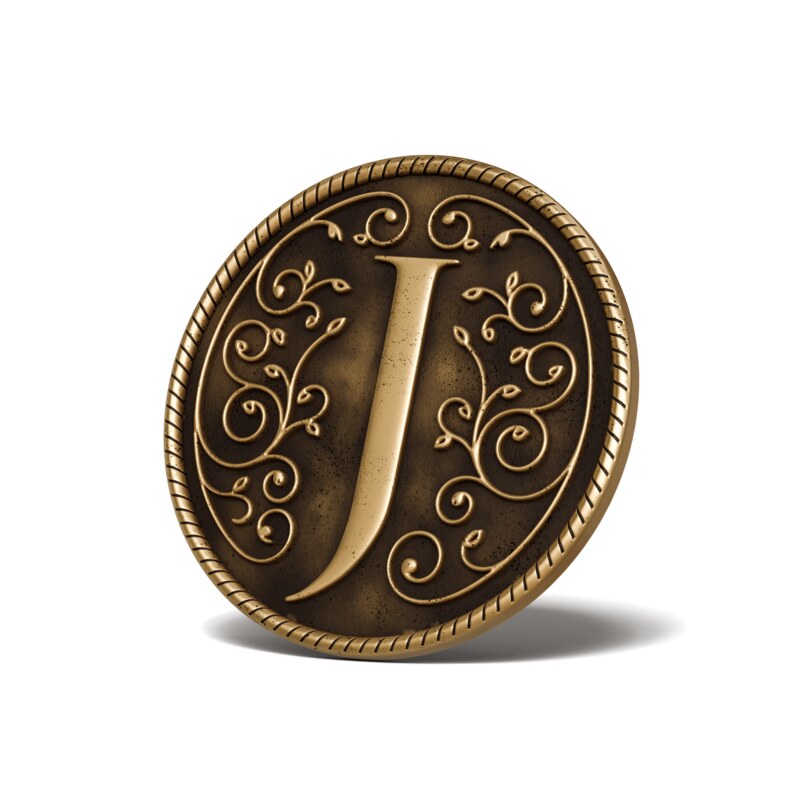 Personalised Medallion — Letter J — Antique Gold finish