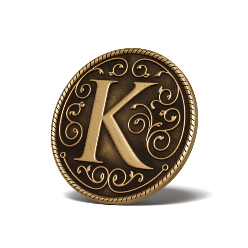 Personalised Medallion — Letter K — Antique Gold finish