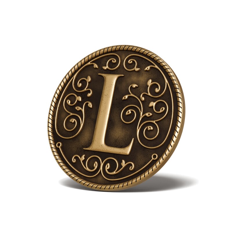 Personalised Medallion — Letter L — Antique Gold finish