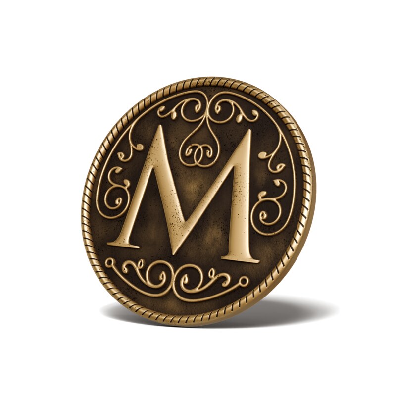 Personalised Medallion — Letter M — Antique Gold finish
