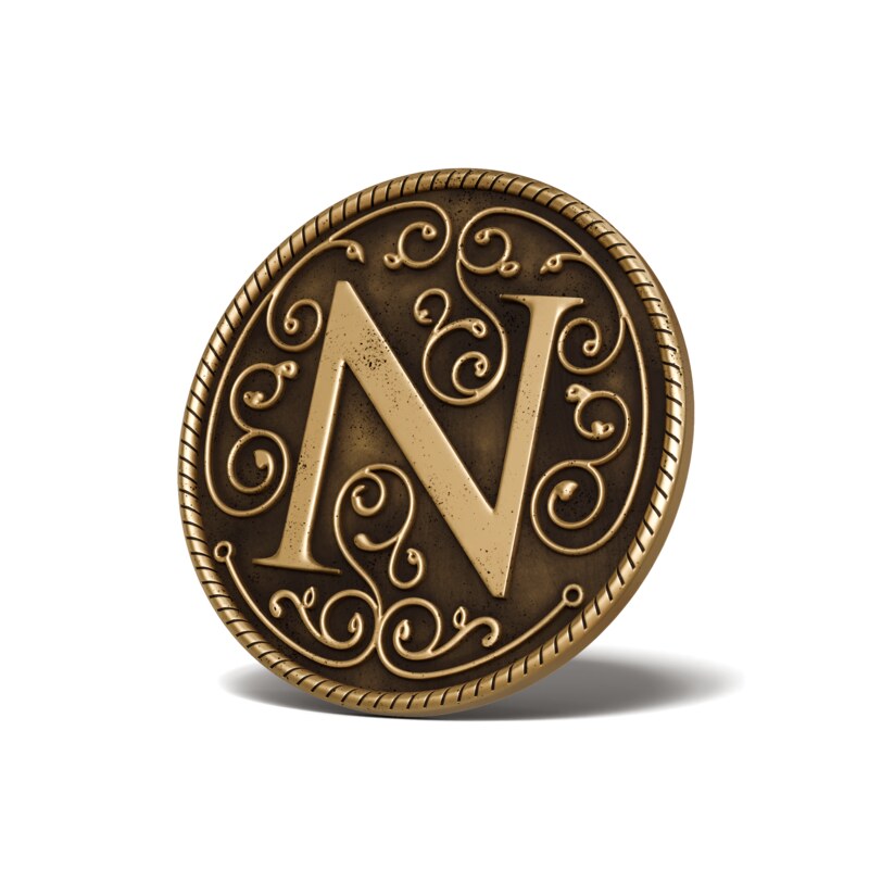 Personalised Medallion — Letter N — Antique Gold finish