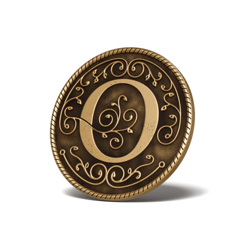 Personalised Medallion — Letter O — Antique Gold finish