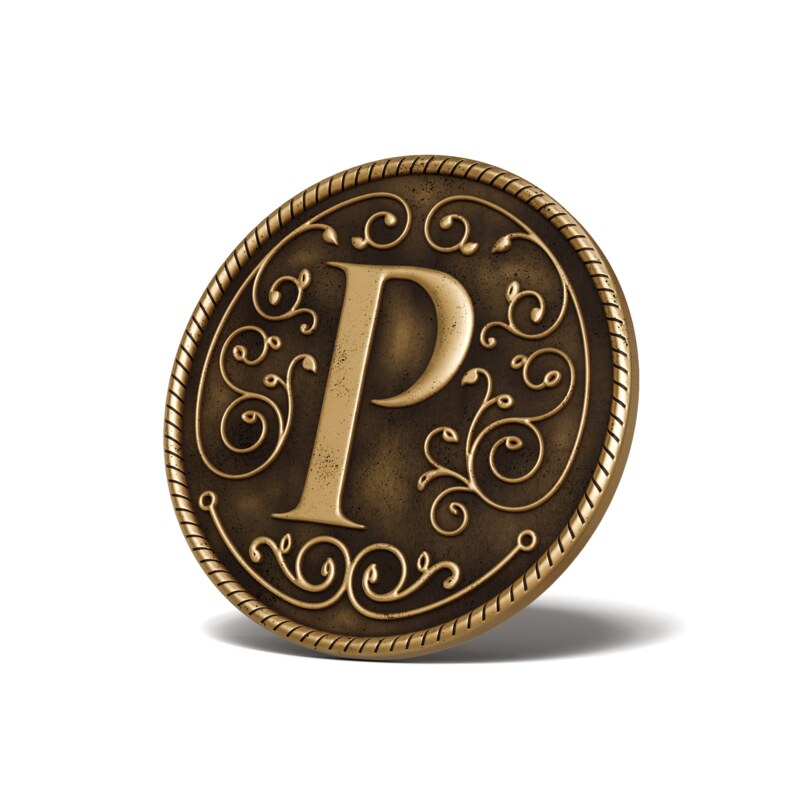 Personalised Medallion — Letter P — Antique Gold finish
