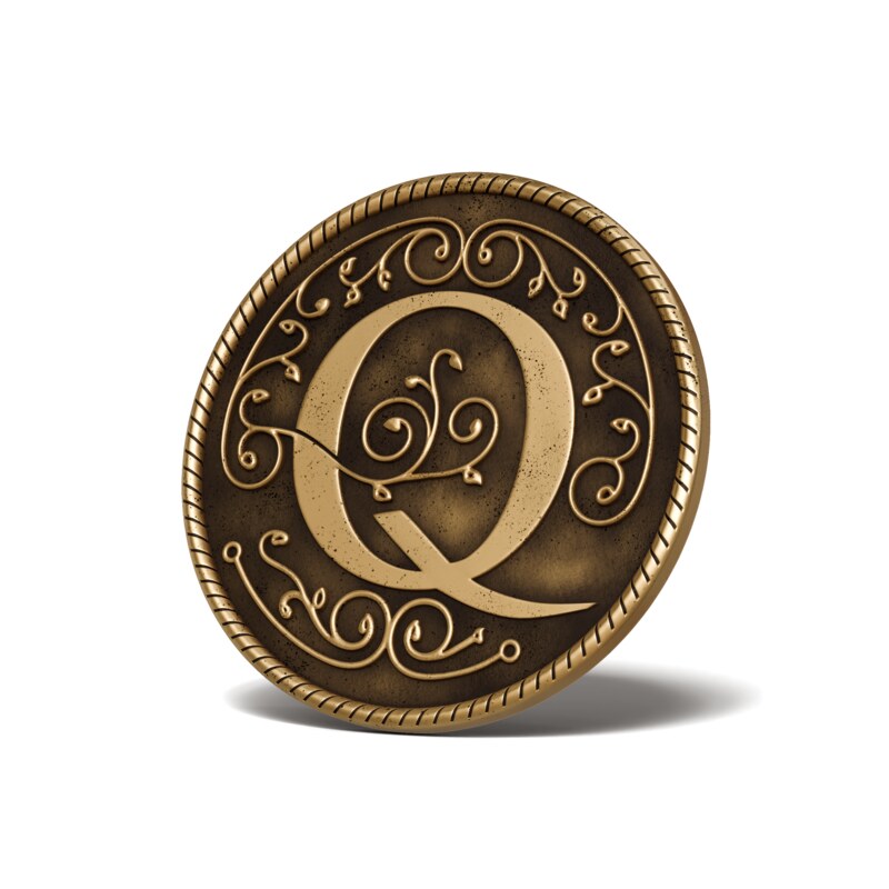 Personalised Medallion — Letter Q — Antique Gold finish