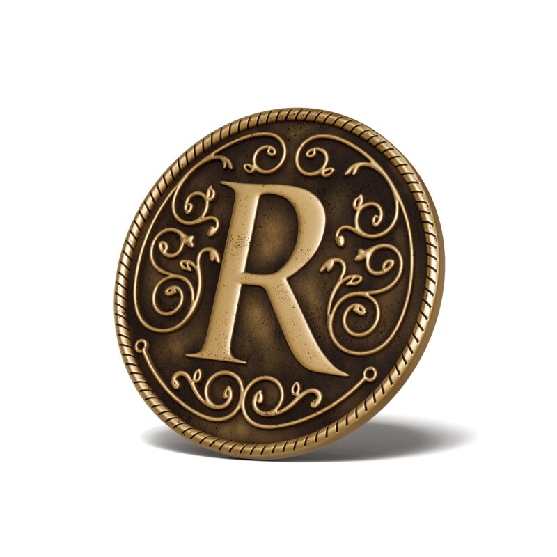 Personalised Medallion — Letter R — Antique Gold finish