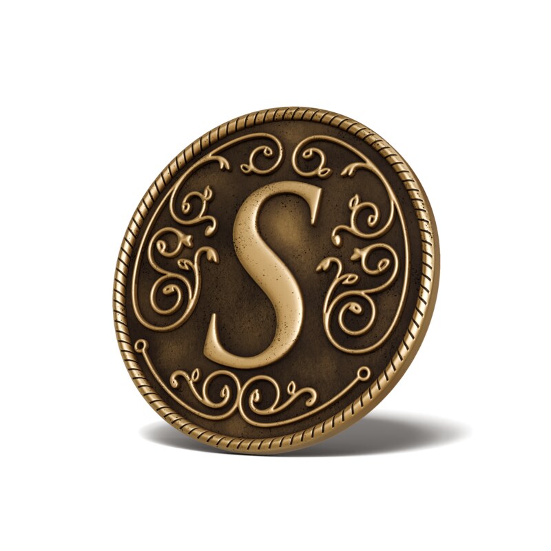 Personalised Medallion — Letter S — Antique Gold finish