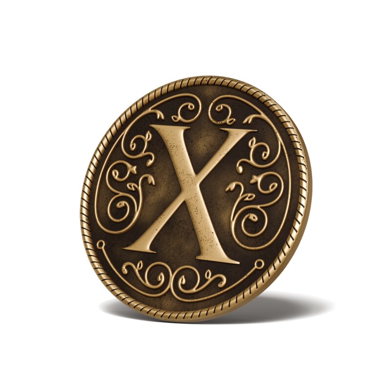 Personalised Medallion — Letter X — Antique Gold finish