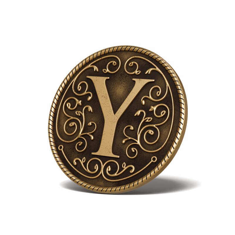 Personalised Medallion — Letter Y — Antique Gold finish