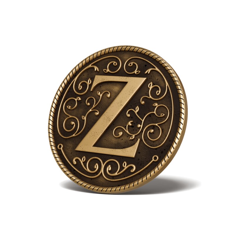 Personalised Medallion — Letter Z — Antique Gold finish